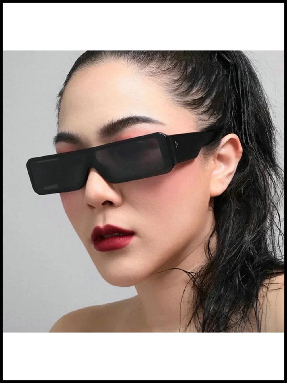 Futuristic Alien Style Small Sunglasses for Women Men UV Protection Glossy Frame